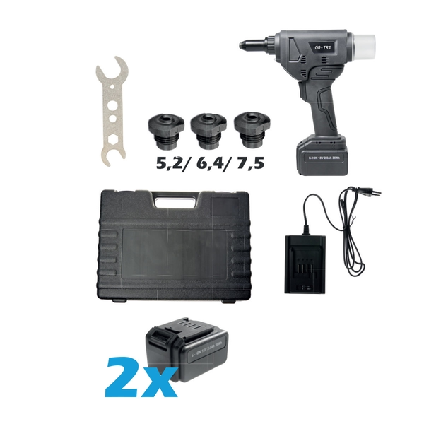 GO-TR1 Cordless Rivet Tool Kit (5.2 mm to 7.5 mm)