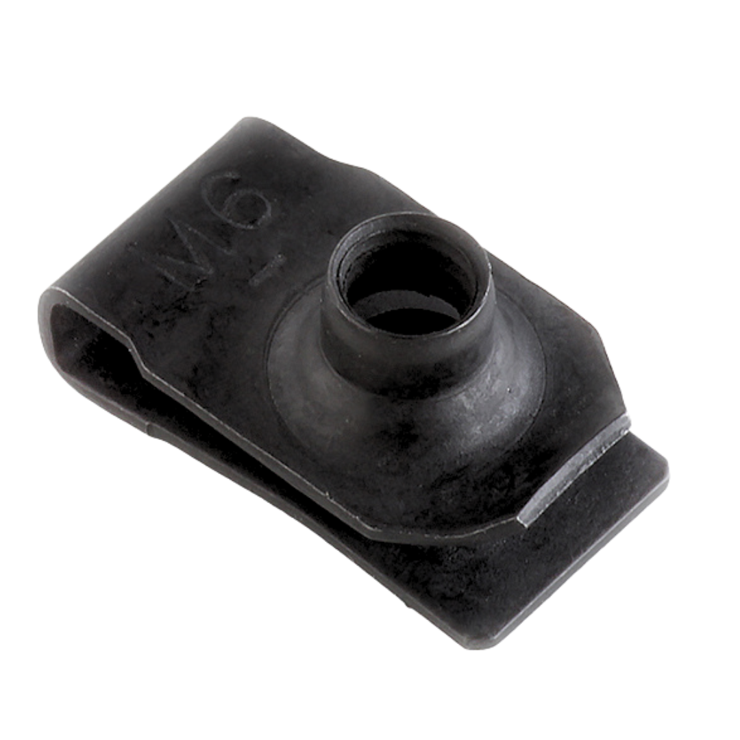 M6-1.0 MULTI-THREAD U NUT BLACK PHOS & OIL PANEL RANGE .8-4.0, CTR HOLE TO EDGE 13.72(LUGS060023-4)
