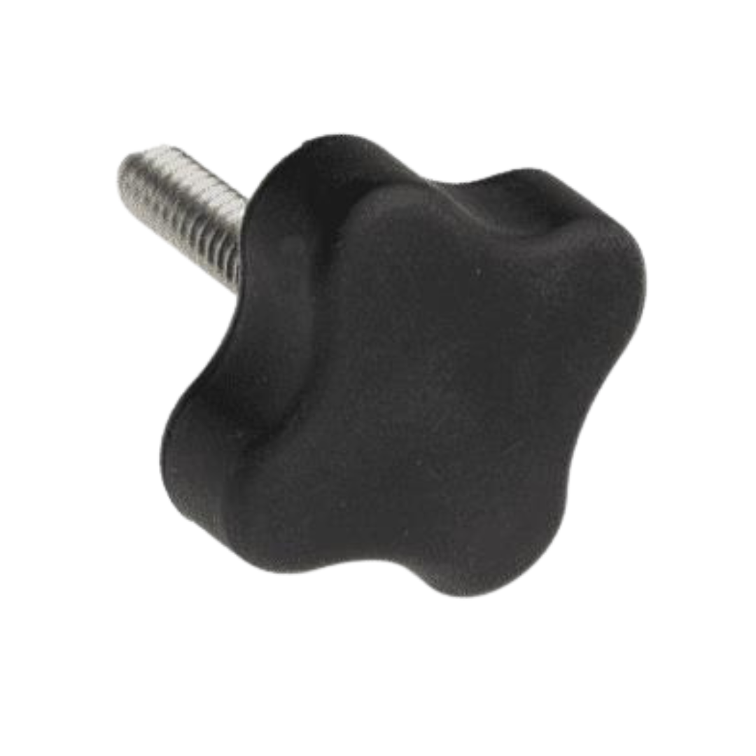 FOUR ARM KNOB W/PROJ. STUD NICKEL PLTD, M4 THREAD 16MM DEPTH
