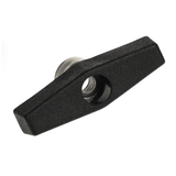 BAR T KNOB BLK THRU-HOLE W/ZINC PLTD INSERT, 3/8-16 THREAD .500 DEPTH