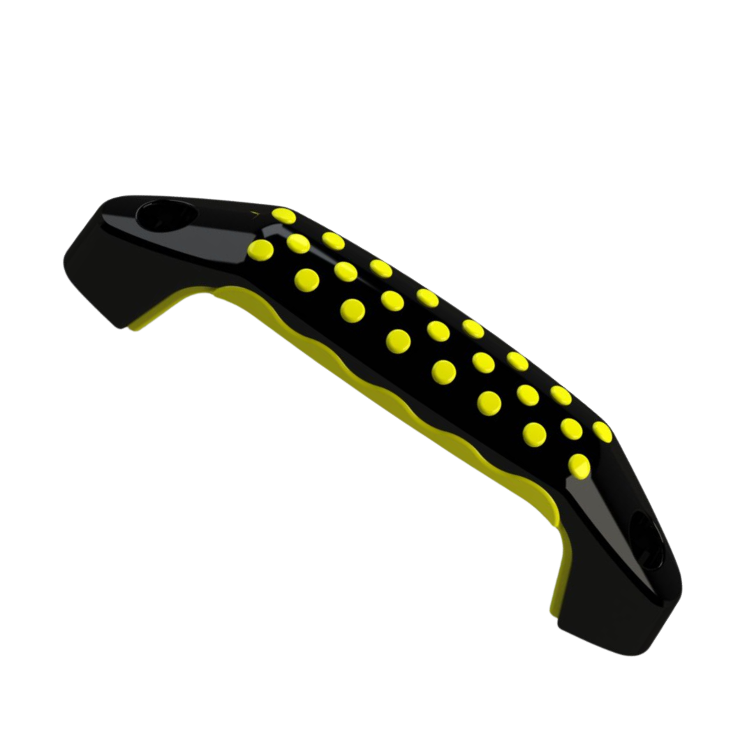 BLACK/YELLOW TWO-SHOT PULL HANDLES 6.71 LN. 2 HT. THERMOPLASTIC ELASTOMER CENTER TO CENTER 5.51 0.25