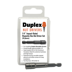 1/4" Magnetic Nut Driver for Duplex Reusable Screws (10-Pack)