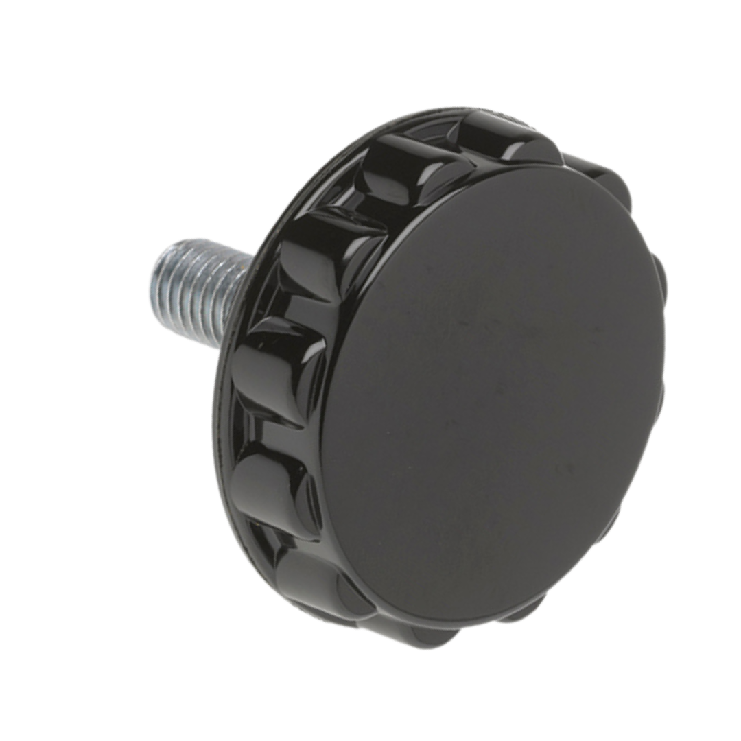 ROUND FLUTED KNOB W/PROJ. STUD ZINC PLTD, 1/2-13 THREAD 1" DEPTH